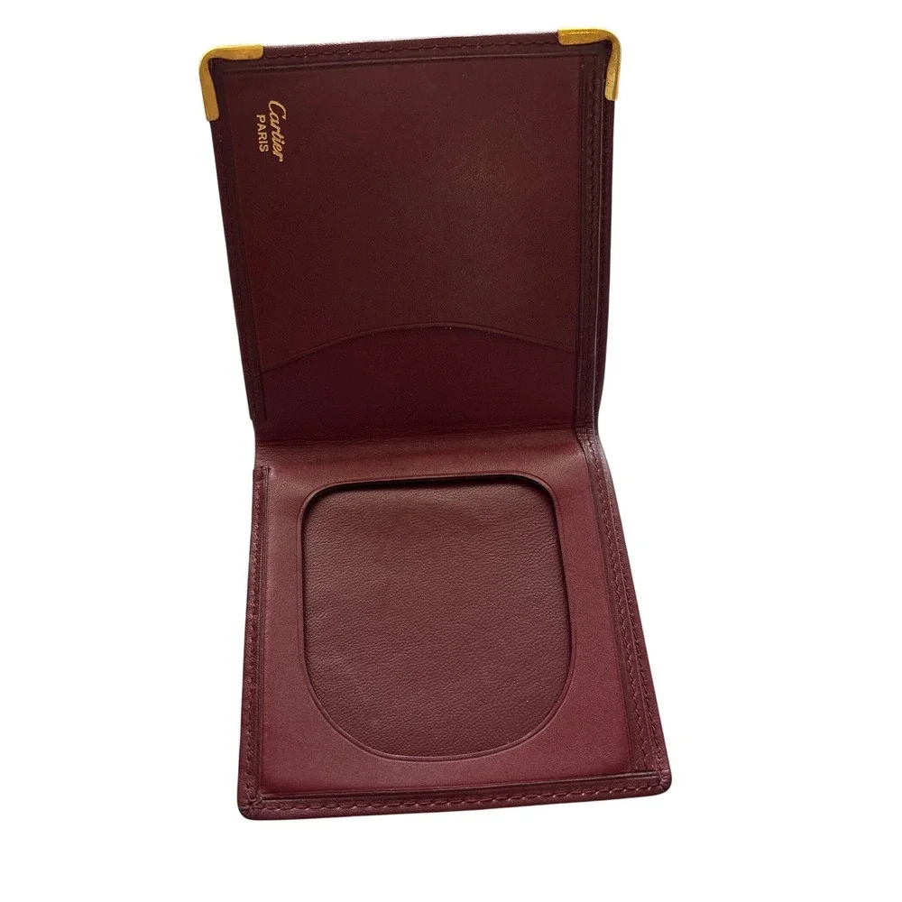 Cartier Must de Cartier Bifold Wallet Bordeaux Leather Gold Corners Men France